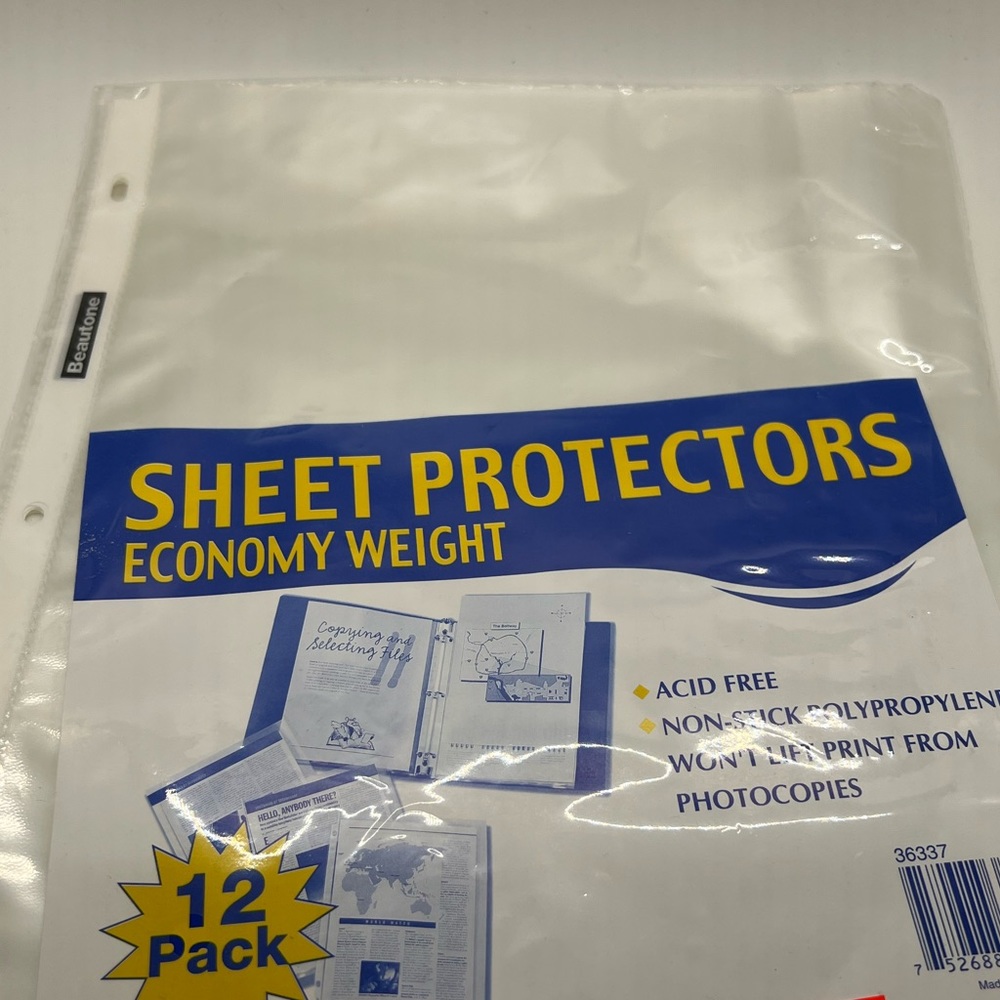 NWT Beautone Sheet Protectors Economy Weight 8 1/2” x 11”